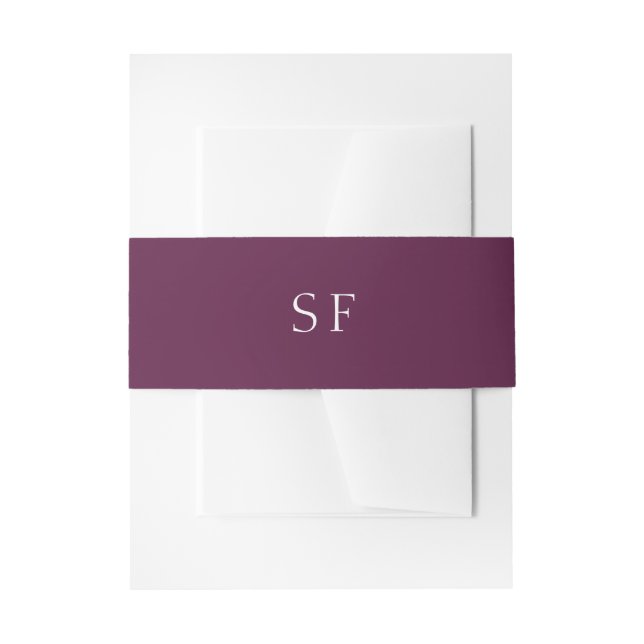 Lila Plum Monogram Elegante Hochzeit im Herbst Einladungsbanderole (Vorderseite Beispiel)