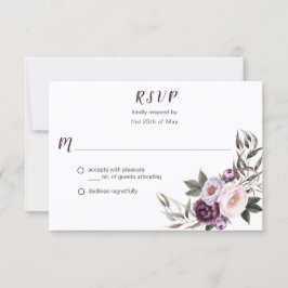 Lila Plum Pink Peonies Bouquet Greenery UAWG #2 RSVP Karte