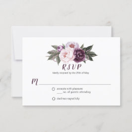Lila Plum Pink Peonies Bouquet Greenery UAWG #3 RSVP Karte