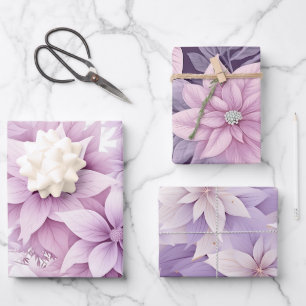 Lila Poinsettia Urlaubspapier Geschenkpapier Set