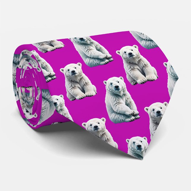 Lila Polar Bär Musterdesign  Krawatte (Von Creator hochgeladen)