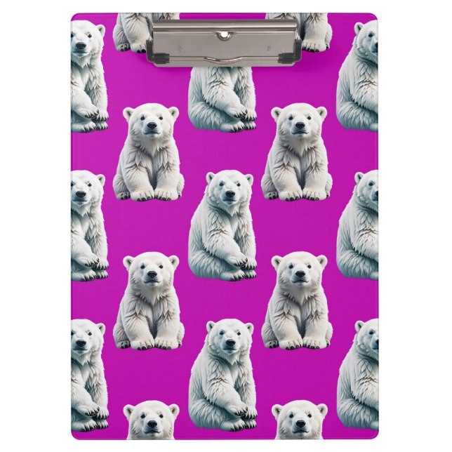 Lila Polarbär-Musterdesign  Klemmbrett (Vorderseite)