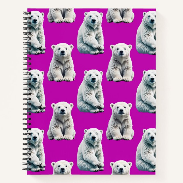 Lila Polarbär-Musterdesign  Notizbuch (Vorderseite)