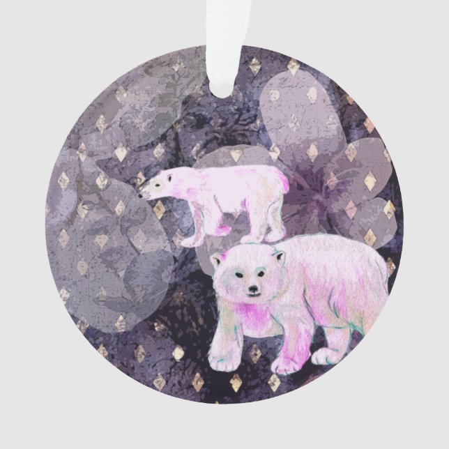Lila Polarbären - Muster für die Arktis Ornament (Vorderseite)