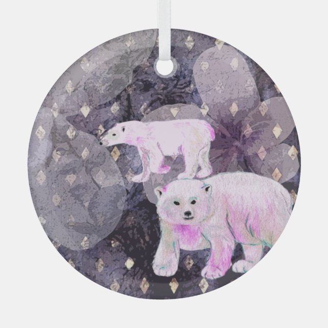 Lila Polarbären - Muster für die Arktis Ornament Aus Glas (Vorderseite)