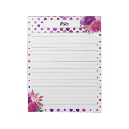 Lila Polka-Dosen (florale Polka) Notizblock