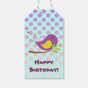 Lila Polka Dot Bird Geschenkanhänger