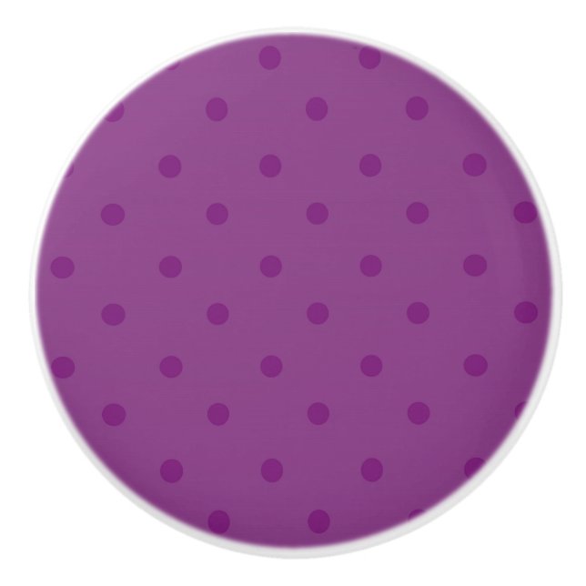 Lila Polka Dot Dresser Kabinettbügel Keramikknauf (Vorderseite)
