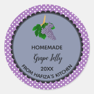 Lila Polka Dot Grape Jelly Label Runder Aufkleber