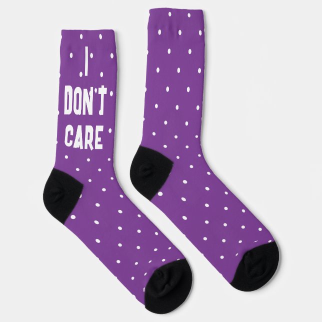 Lila Polka Dot "I Don't care" Funny Socks Socken (Rechts)