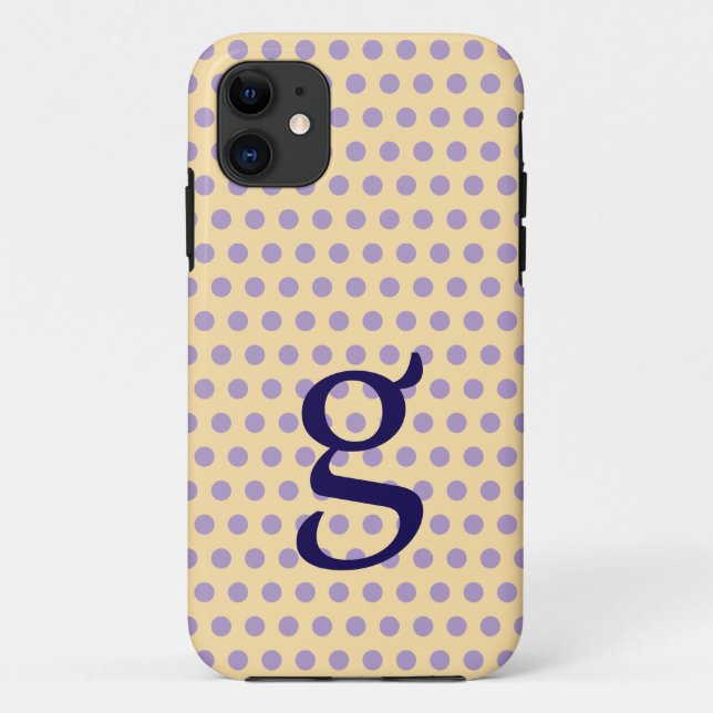 Lila Polka Dot Monogram iPhone Case (Rückseite)
