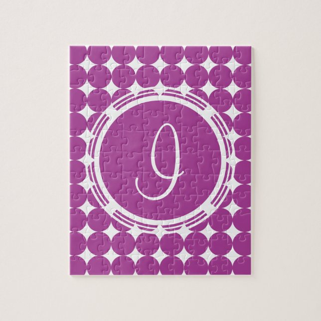 Lila Polka Dot Monogramm (Vertikal)
