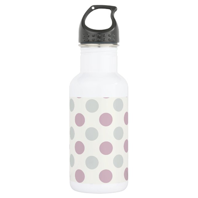 Lila Polka Dot Retro Design Trinkflasche (Vorderseite)