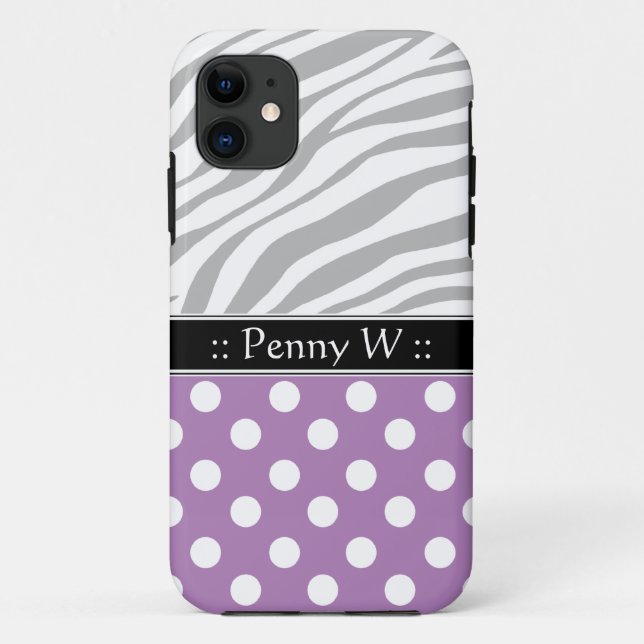 Lila Polka Dot verblasst Zebra Print iPhone 5 Fall Case-Mate iPhone Hülle (Rückseite)