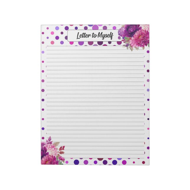 Lila Polka Dots _ Brief an mich Notizblock (Rotiert)