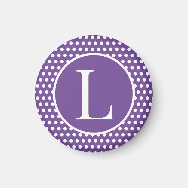 Lila Polka Dots für den ersten benutzerdefinierten Magnet (Vorne)