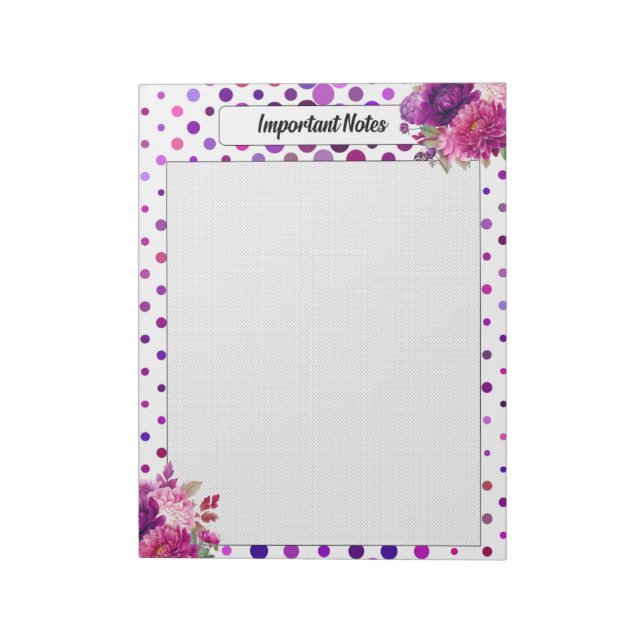 Lila Polka-Dots Notizblock (Rotiert)