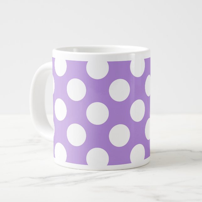 Lila Polka Dots, Polka Dot Pattern, Dots, Dotter Jumbo-Tasse (Vorderseite Links)