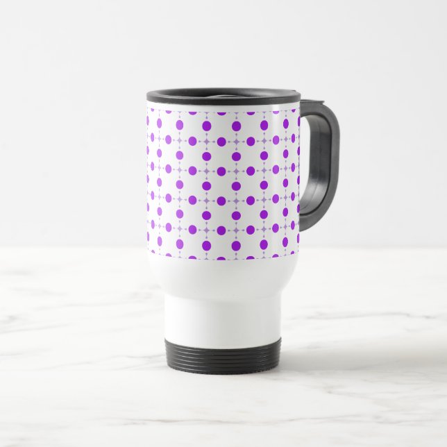 Lila Polka Dots, Polka Dot Pattern, Dots, Dotter Reisebecher (VorderseiteRechts)