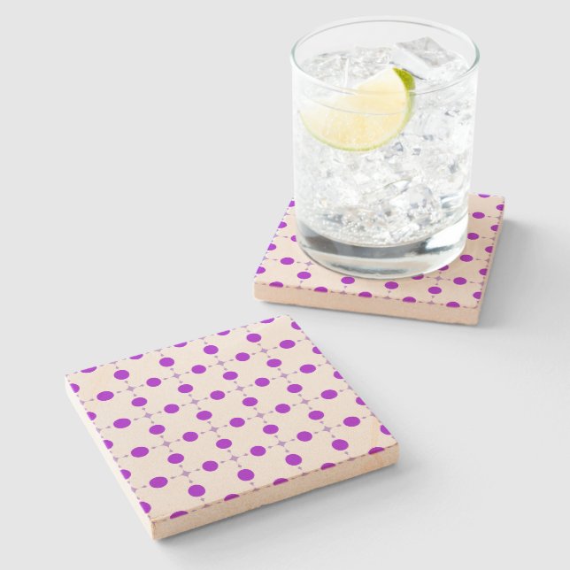 Lila Polka Dots, Polka Dot Pattern, Dots, Dotter Steinuntersetzer (Seitenansicht)