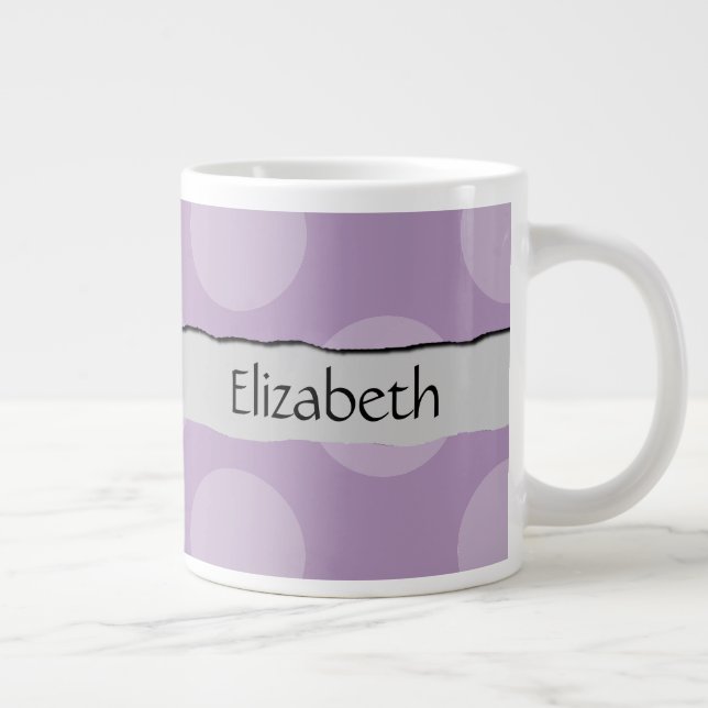 Lila Polka Dots, Polka Dot Pattern, Ihr Name Jumbo-Tasse (Rechts)