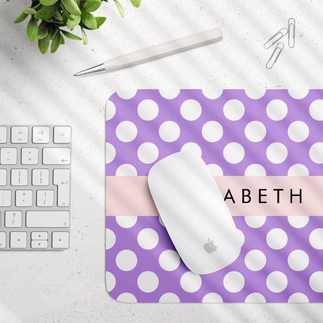 Lila Polka Dots, Polka Dot Pattern, Ihr Name Mousepad (Von Creator hochgeladen)