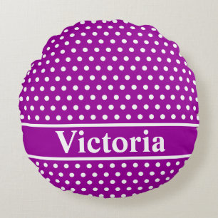 Lila Polka Dots Rundes Kissen