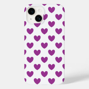 Lila Polka-Herzen auf Weiß Case-Mate iPhone 14 Hülle