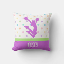 Lila Polka-Punkt Pastellbeifall/Pom mit Monogramm Kissen