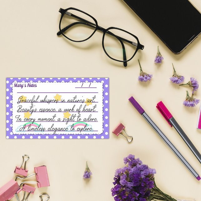 Lila Polka-Punkte, niedliche Sterne & Regenbogen 1 Post-it Klebezettel (Von Creator hochgeladen)