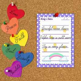 Lila Polka-Punkte, niedliche Sterne & Regenbogen 4 Post-it Klebezettel