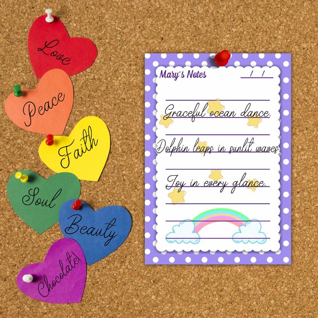 Lila Polka-Punkte, niedliche Sterne & Regenbogen 4 Post-it Klebezettel (Von Creator hochgeladen)