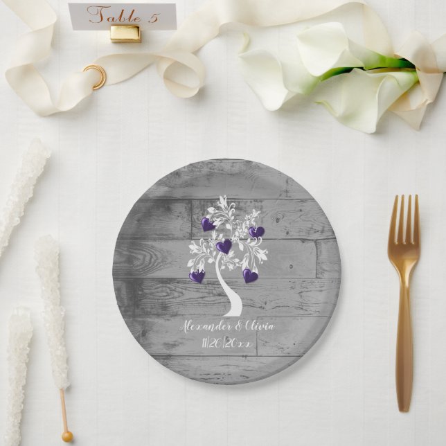 Lila Polterabend-Papierplatte Pappteller (Hochzeit)