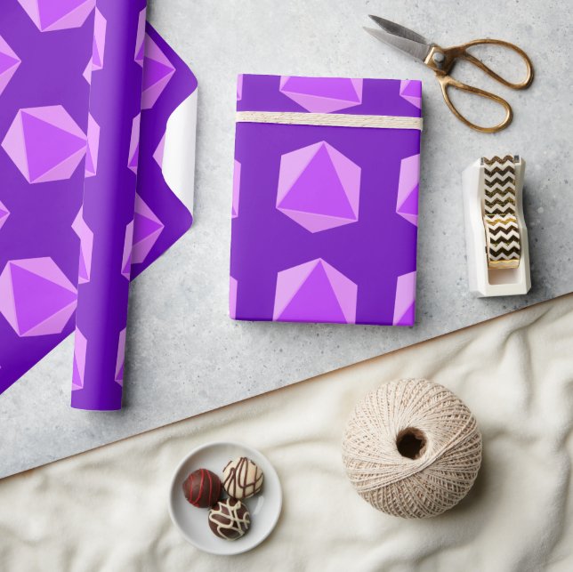 Lila Polyhedral-Würfel Geschenkpapier (Kunsthandwerk)