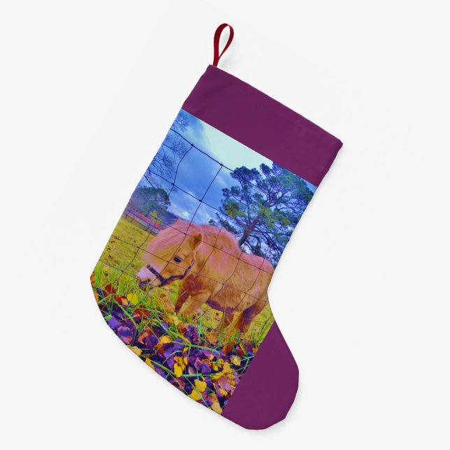 Lila Ponies Christmas Horse Kleiner Weihnachtsstrumpf (Vorderansicht (hängend))