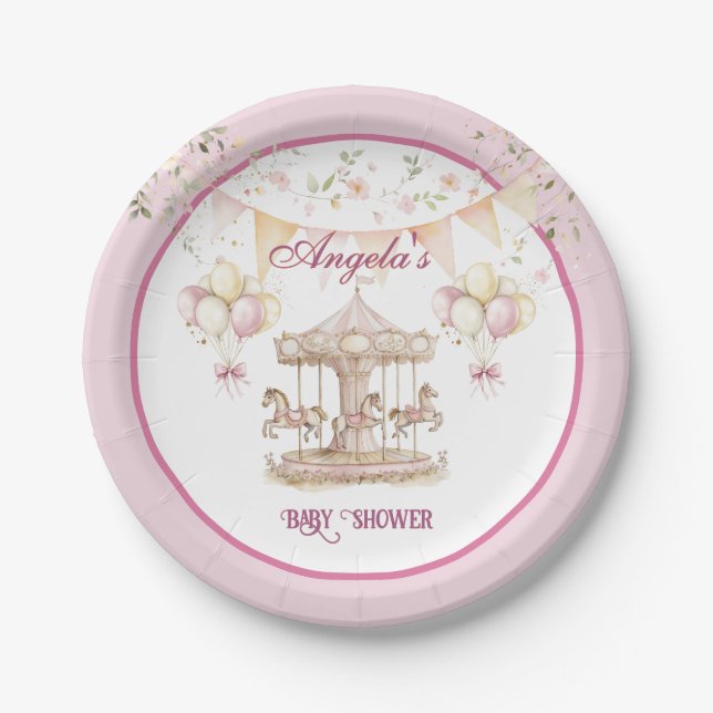 Lila Pony Dreams-Baby Dusche Dessert Teller (Vorderseite)