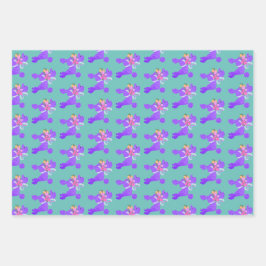 Lila Poodle Geschenkpapier Set