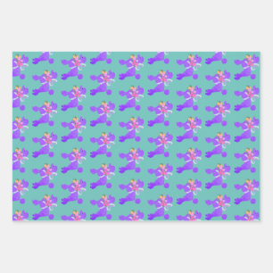 Lila Poodle Geschenkpapier Set