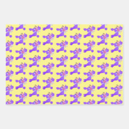 Lila Poodle Geschenkpapier Set