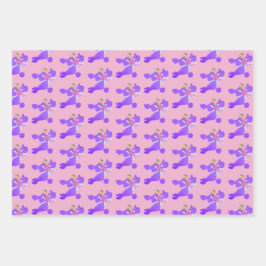 Lila Poodle Geschenkpapier Set