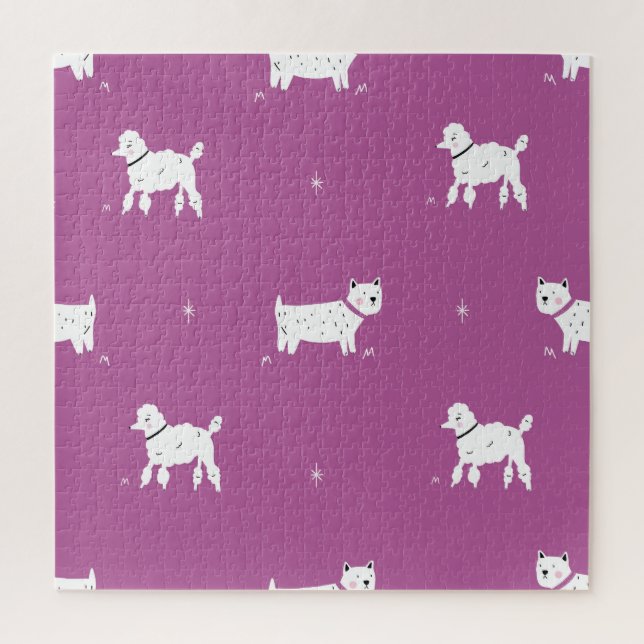 Lila Poodle: monochromes Retro-Muster (Vertikal)