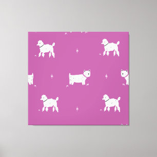 Lila Poodle: monochromes Retro-Muster Leinwanddruck