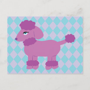 Lila Poodle Postkarte