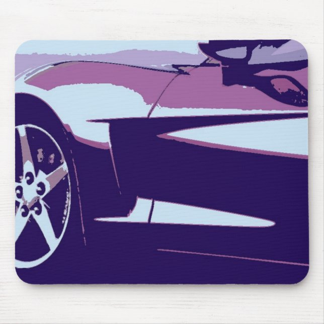 Lila Pop Art Corvette Mousepad (Vorne)