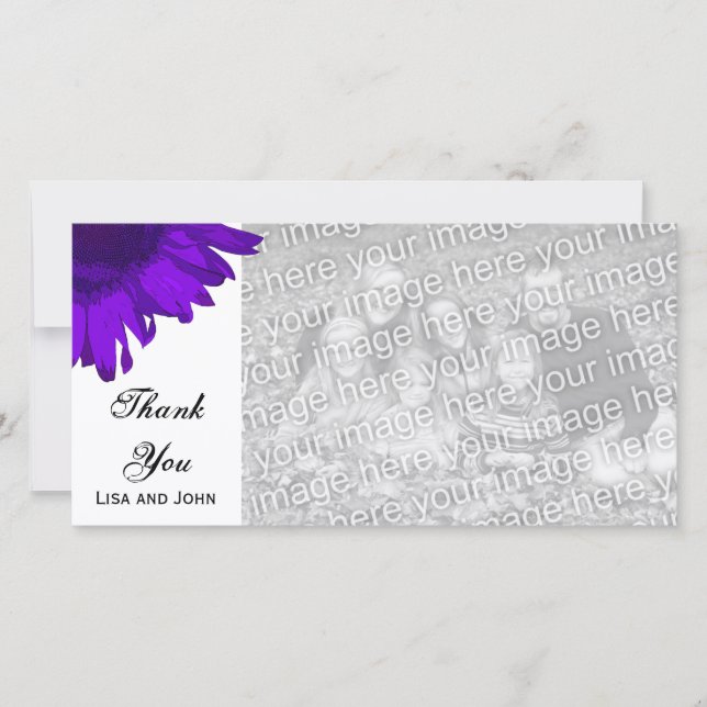 Lila Pop-Kunst-Sonnenblume danken Ihnen Dankeskarte (Vorderseite)