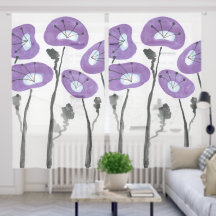 Lila Poppies Sheer Vorhänge