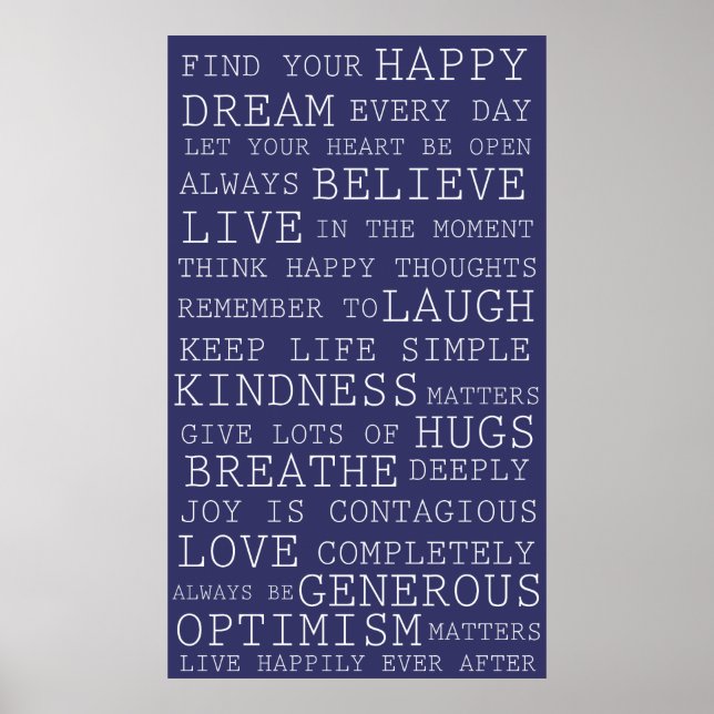 Lila positive Gedanken Inspirationswörter Poster (Vorne)
