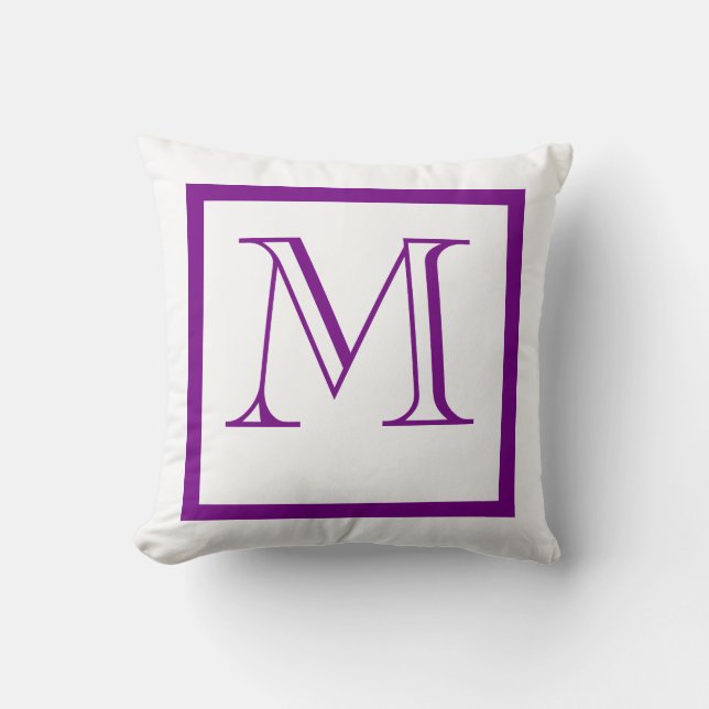 Lila positives negatives Mit Monogramm Pillow Kissen (Vorderseite)