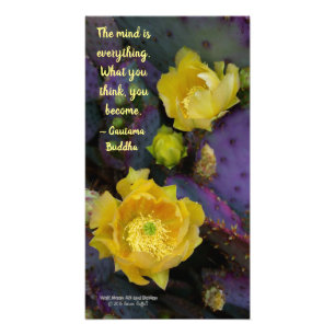 Lila Prickly Birne Opuntia Kaktus / Gelbe Blume Fotodruck