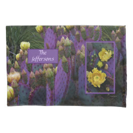 Lila Prickly Birne Opuntia Kaktus Gelbe Blüten Kissenbezug